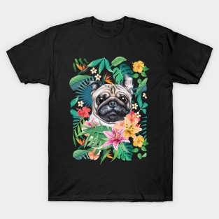 Tropical Pug 9 T-Shirt